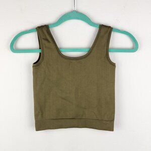 Athleta Girl Rise Above Rib Crop Tank Top Army Green sz L?